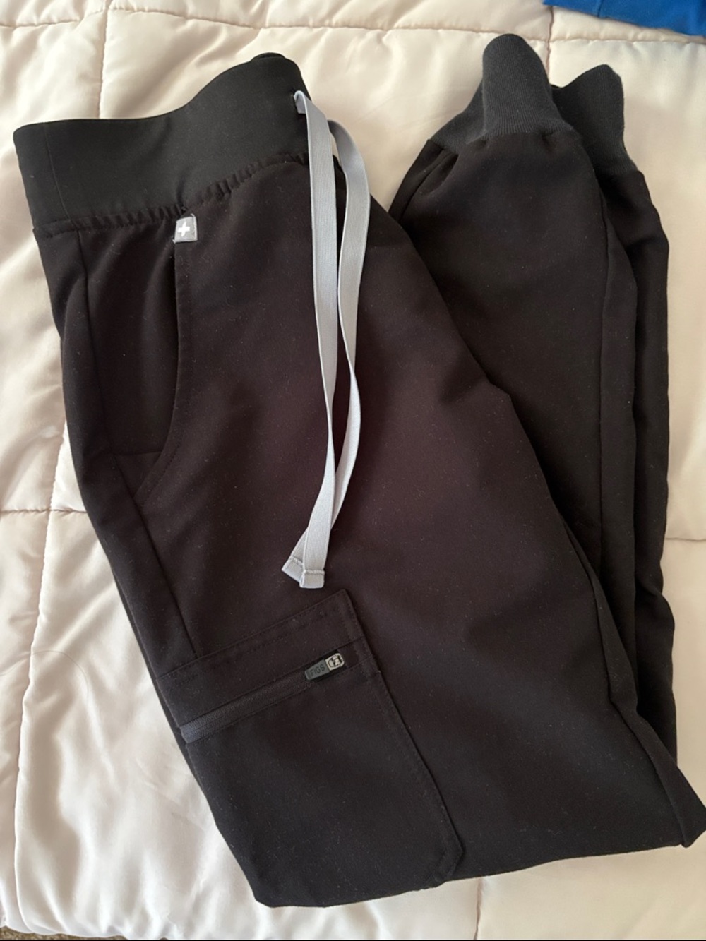 Figs Women's Black Jogger Sweatpants with Gray Drawstring